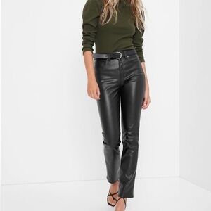 GAP Women's Vintage Slim High Rise Black Faux Leather Jeans